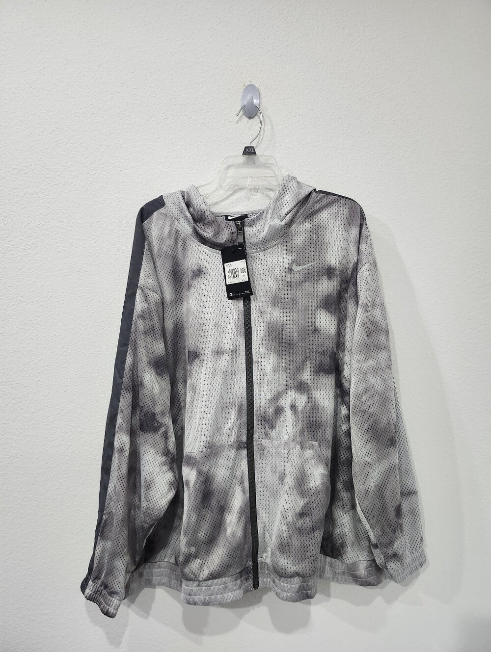 Nike Icon Clash Women Size 3X Mesh Full Zip Hoodie Tie Dye Gray White DH3018-084